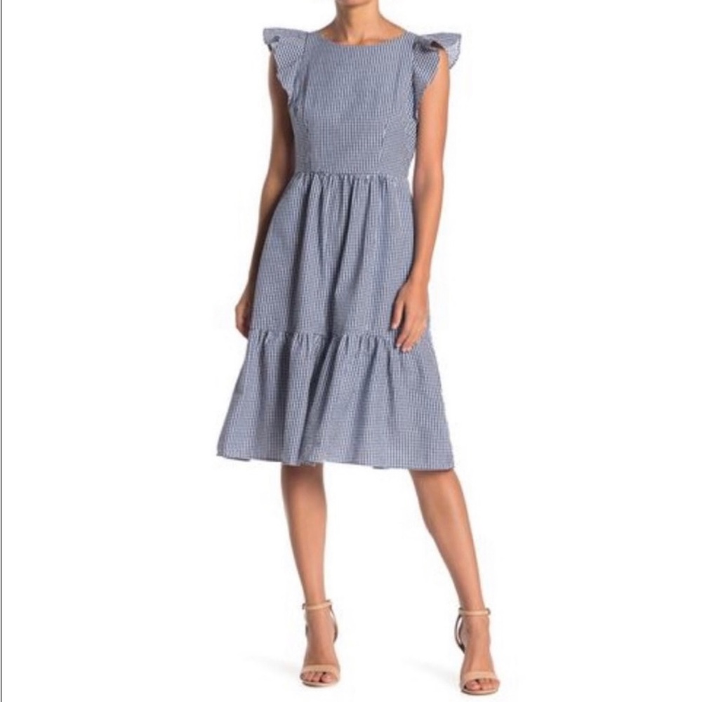 Eliza J Navy and White Gingham Dress, Size 6